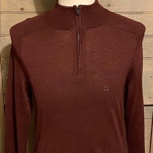 Express Men's Maroon 1/4 Zip Marino Wool Sweater Medium (NWT)